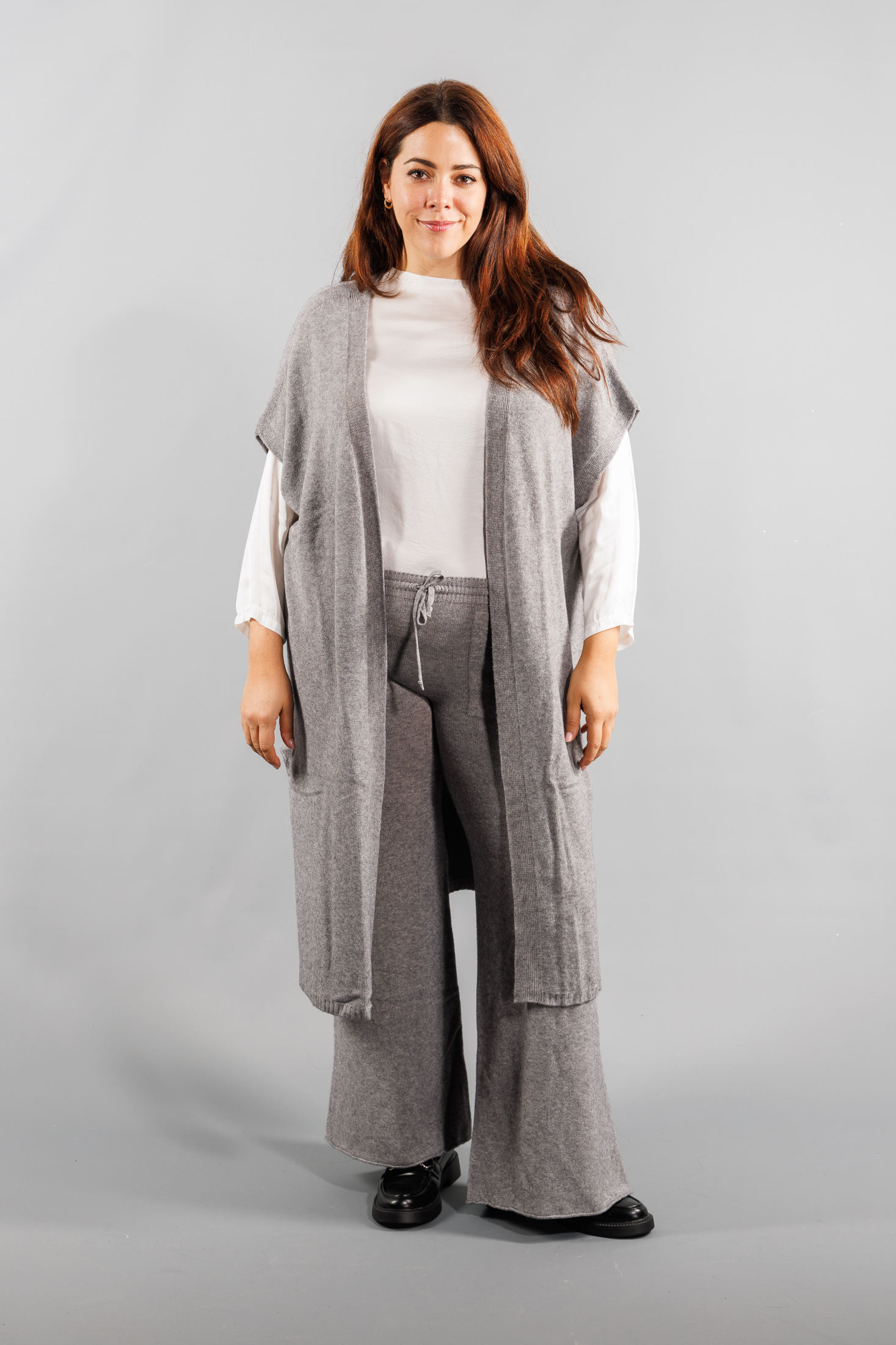 Gilet long Gris grande taille